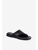 Kožené dámské žabky model 22126083 Černé - VINCEZA