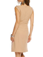 Společenské šaty značkové střih s ozdobnými zipy na ramenou béžové Béžová model 15042418 - J&#38;J