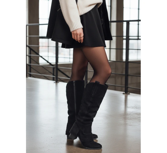 Dámské semišové černé kozačky Dstreet model 21994973 - FashionStreet
