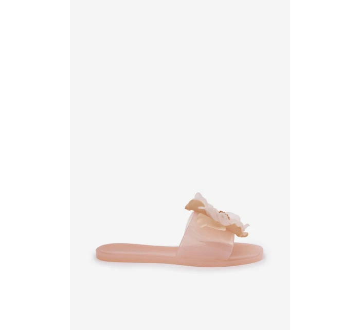 Transparentne Płaskie Klapki Damskie Ze Sztucznym Kwiatem Nude Vobetta Transparentne Płaskie Klapki Damskie Ze Sztucznym Kwiatem Nude Vobetta