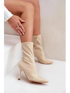 Materiál Kotníkové topánky na podpätku Light Beige Amune