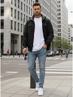 Pánska prechodná bunda obojstranná čierna FashionStreet TX5135 Pánska prechodná bunda obojstranná čierna FashionStreet TX5135