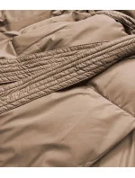 Dámska zimná obálková bunda v tmavobéžovej farbe (5m737-84)