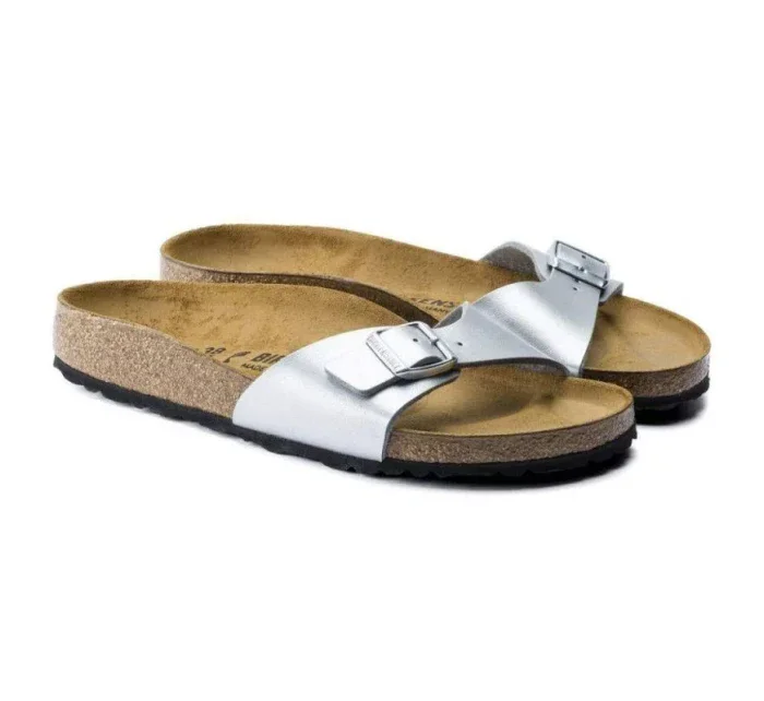 Dámske žabky Birkenstock Madrid Birko-Flor Silver regular wide (0040411) dámske Dámske žabky Birkenstock Madrid Birko-Flor Silver regular wide (0040411) dámske