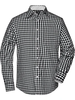 JN 616 Popelínová kostkovaná halenka s dl. rukávem model 22487321 black/white - Daiber