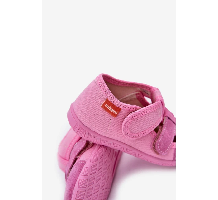Kapcie Milami Dziecięce Na Rzepy Różowe Reathiana