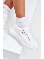 Sneakersy Damskie Na Platformie Eko Skóra Białe Lelandine