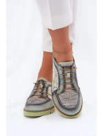 Kožené dámské polobotky s vzorem model 21692637 zelené - Maciejka