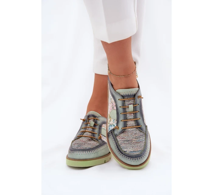 Kožené dámské polobotky s vzorem model 21692637 zelené - Maciejka