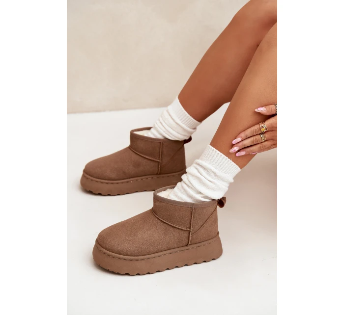 Śniegowce Damskie Na Platformie Ocieplane Futerkiem Khaki Vesirae Śniegowce Damskie Na Platformie Ocieplane Futerkiem Khaki Vesirae