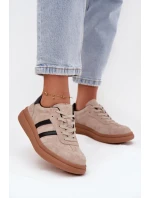 Zamszowe Sneakersy Damskie Na Platformie Beżowe Elivienne Zamszowe Sneakersy Damskie Na Platformie Beżowe Elivienne