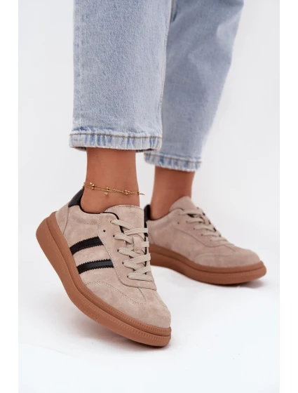 Zamszowe Sneakersy Damskie Na Platformie Beżowe Elivienne Zamszowe Sneakersy Damskie Na Platformie Beżowe Elivienne