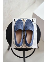 Dámské perforované mokasiny model 22069480 modré - SERGIO LEONE Dámské perforované mokasiny model 22069480 modré - SERGIO LEONE