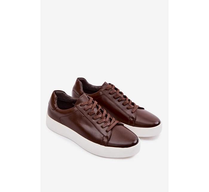 Pánské tenisky z eko kůže tmavě hnědé Velton