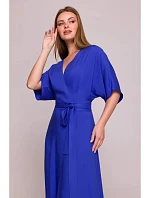 Viskózové maxi šaty s prekríženým strihom S406 modré – Stylove Viskózové maxi šaty s prekríženým strihom S406 modré – Stylove