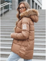 Dámská zimní prošívaná bunda s kapucí camel Dstreet model 21994853 - FashionStreet