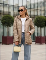 Dámska prešívaná bunda s kapucňou béžová FashionStreet TY5547