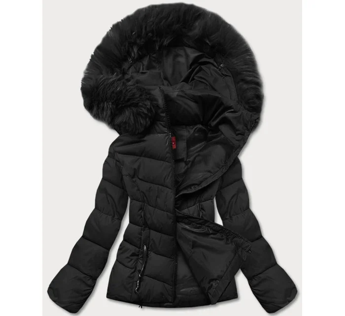 Čierna krátka dámska zimná bunda (TY043-1)
