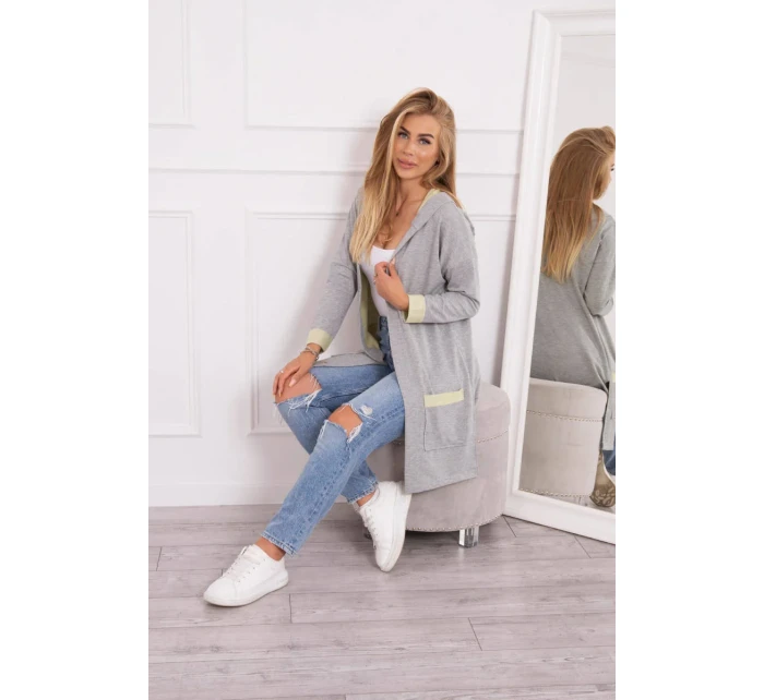 Dvojfarebná bunda s kapucňou žltá+sivá Dvojfarebná bunda s kapucňou žltá+sivá