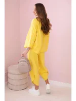 Bavlněná mikina kalhoty set žlutý