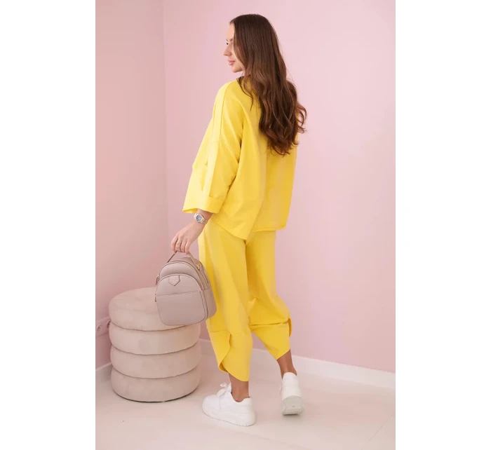 Bavlněná mikina kalhoty set žlutý