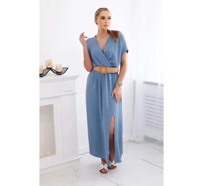 Dlhé šaty s ozdobným pásom denim Dlhé šaty s ozdobným pásom denim