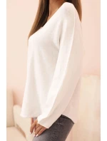 Dámsky viskózový sveter s výstrihom do V biely Dámsky viskózový sveter s výstrihom do V biely