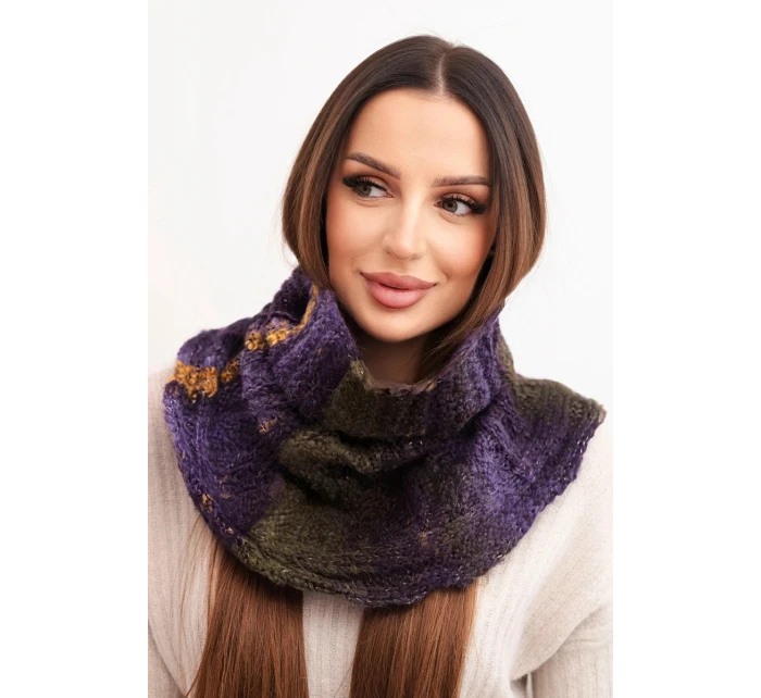 Dámsky vlnený česaný mäkký šál zimný golf KN21 khaki Dámsky vlnený česaný mäkký šál zimný golf KN21 khaki