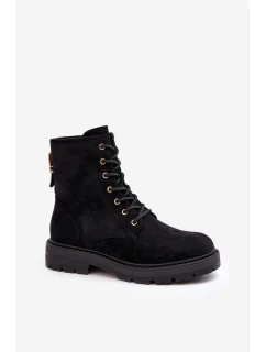 Damskie Botki Workery Na Suwak Czarne Ninsuni