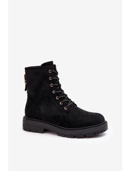 Damskie Botki Workery Na Suwak Czarne Ninsuni Damskie Botki Workery Na Suwak Czarne Ninsuni