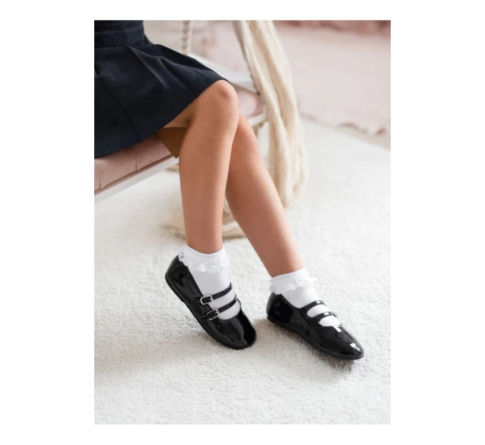 Dětské punčocháče s krajkou bílé