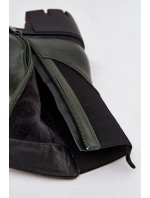 Botki Damskie Na Klocku Eko Skórzane Ciemnozielone Kyra Botki Damskie Na Klocku Eko Skórzane Ciemnozielone Kyra