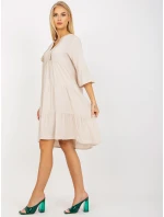 Šaty model 17408037 světle béžové - FPrice Šaty model 17408037 světle béžové - FPrice