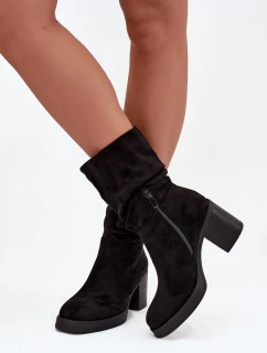 Dámske členkové topánky na podpätku Amoria - čierne