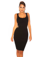 Sexy KouCla Knit dress with Cut Out and chains