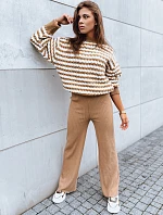 Dámske nohavice so širokými nohavicami MOSSYMOOD camel FashionStreet UY1690