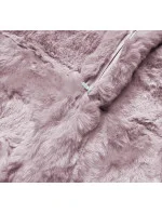 KURTKA DAMSKA FUTRO Z KAPTUREM PUDROWO RÓŻOWA (BR9741-81)