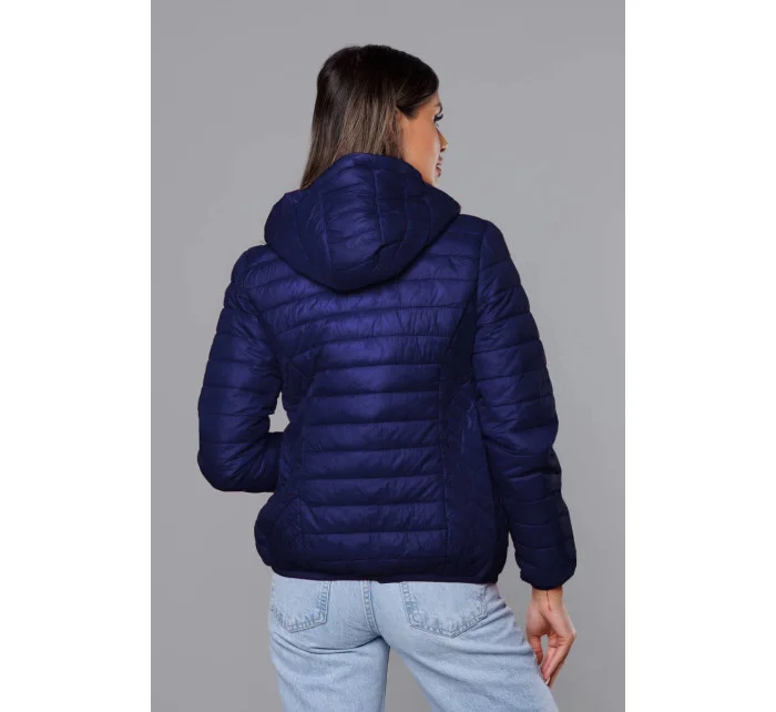 Tmavě modrá prošívaná dámská bunda s kapucí model 18038058 - S'WEST