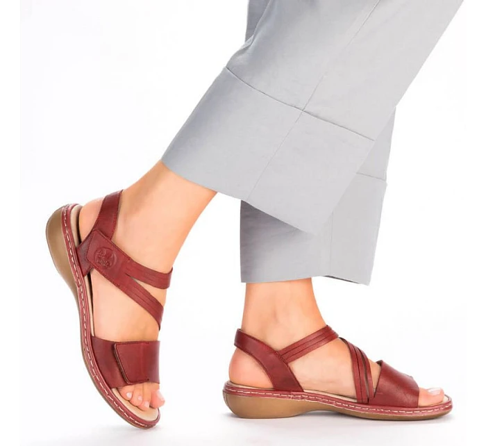 Kožené pohodlné sandály W model 22119032 red - Rieker