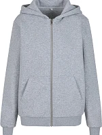 Build your Brand BY 290 Dámska mikina s kapucou z hrubej bavlny „Fluffy“ 56.0290 heather grey