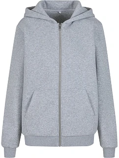 Build your Brand BY 290 Dámska mikina s kapucou z hrubej bavlny „Fluffy“ 56.0290 heather grey