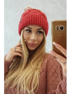 Fleecová čiapka Alice K248 malpberry+ecru