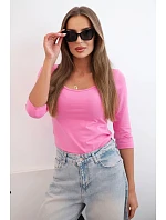 Blúzka s okrúhlym výstrihom ružová