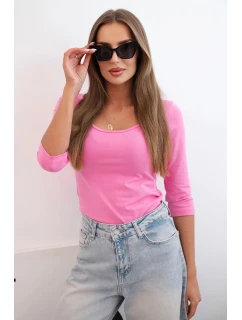 Blúzka s okrúhlym výstrihom ružová