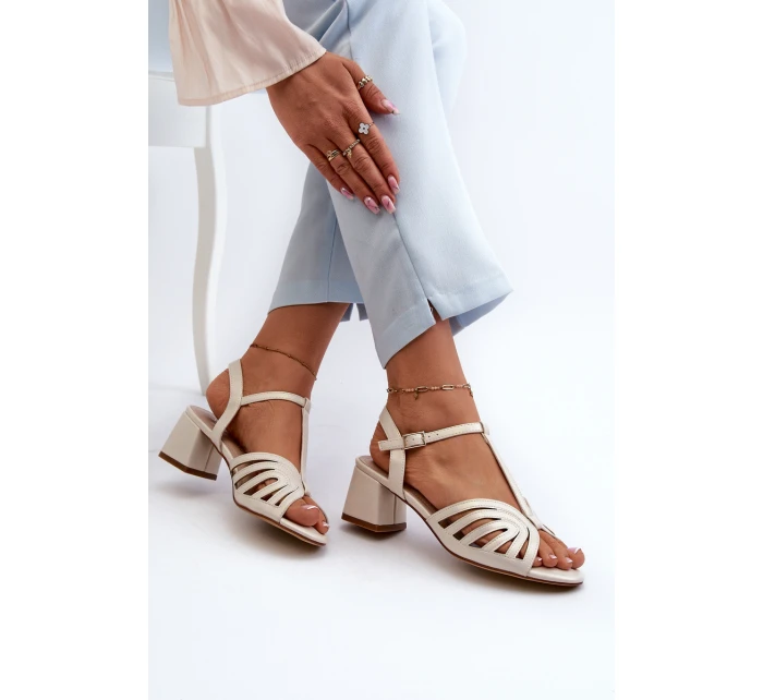 Damskie Sandały Na Obcasie Sergio Leone SK880 Perłowe