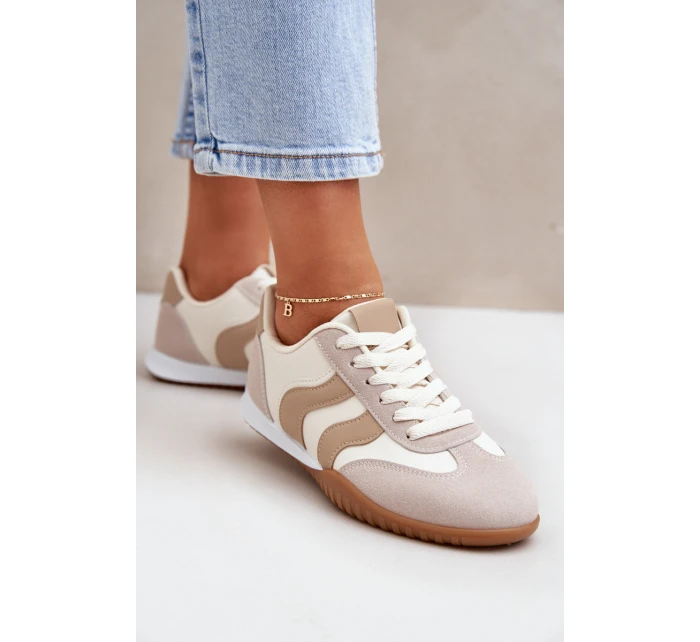 Klasyczne Sneakersy Damskie Z Eko Skóry Beżowe Maretina