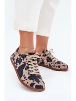 Dámske semišové barefoot tenisky s pruhmi Zazoo N1120 hnedo-béžové