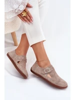 Semišové Polobotky Barefoot Dámské S Přezkou model 21703098 Béžové - Zazoo