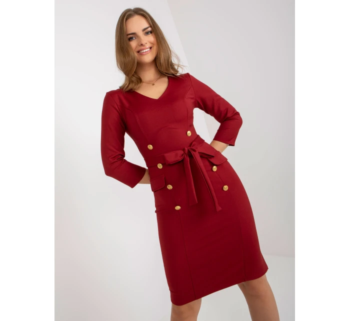 Sukienka LK SK model 21717599 ciemny czerwony - FPrice Sukienka LK SK model 21717599 ciemny czerwony - FPrice