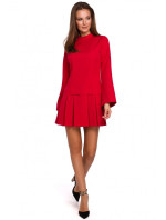 K021 Mini šaty s prestrihnutým lemom - červené